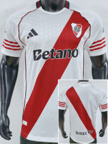 2025-26 River Plate Home Player Version Soccer Jersey (双袖广告)