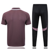 2025-26 Man Utd Grey purple Short shirts and Long trousers Suit #C2537