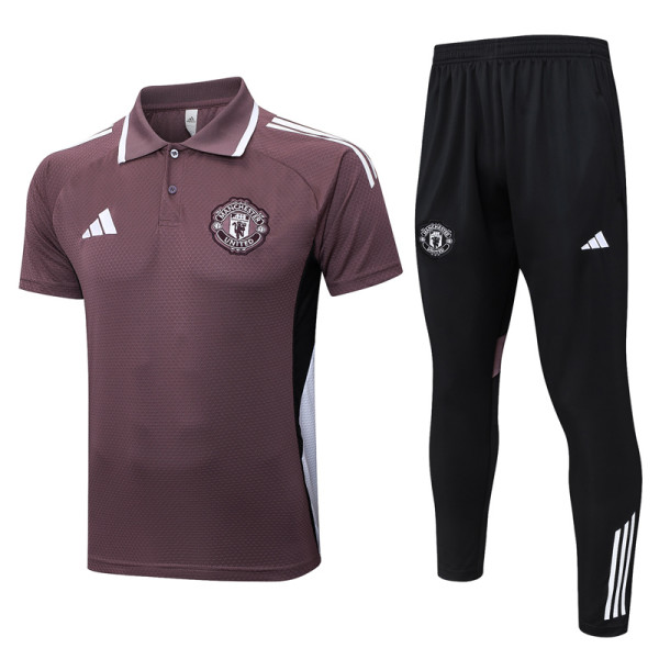 2025-26 Man Utd Grey purple Short shirts and Long trousers Suit #C2537