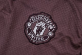 2025-26 Man Utd Grey purple Short shirts and Long trousers Suit #C2537