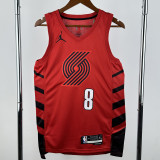 2022-23 TRAIL BLAZERS AVDIJA #8 Red Top Quality Hot Pressing NBA Jersey (Trapeze Edition)飞人版
