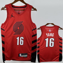 2022-23 TRAIL BLAZERS YANG #16 Red Top Quality Hot Pressing NBA Jersey (Trapeze Edition)飞人版