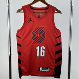 2022-23 TRAIL BLAZERS YANG #16 Red Top Quality Hot Pressing NBA Jersey (Trapeze Edition)飞人版