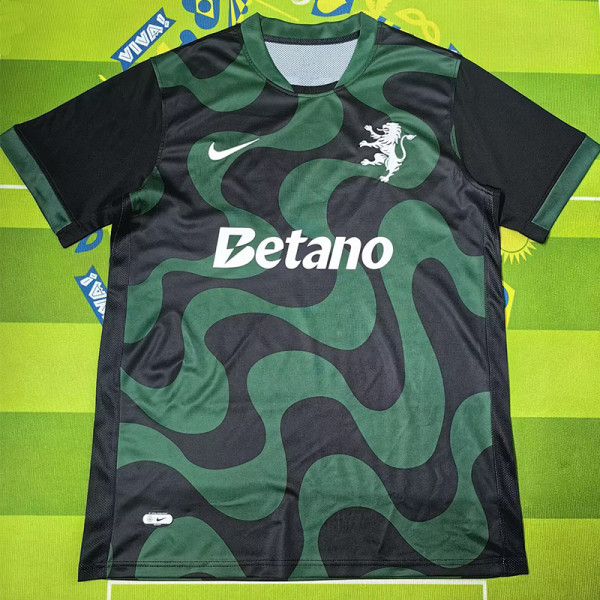 2025-26 Sporting Lisbon Black Green Fans Soccer Jersey
