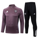 2025-26 Man Utd Grey purple Half Pull Tracksuit #B2550(半拉链)