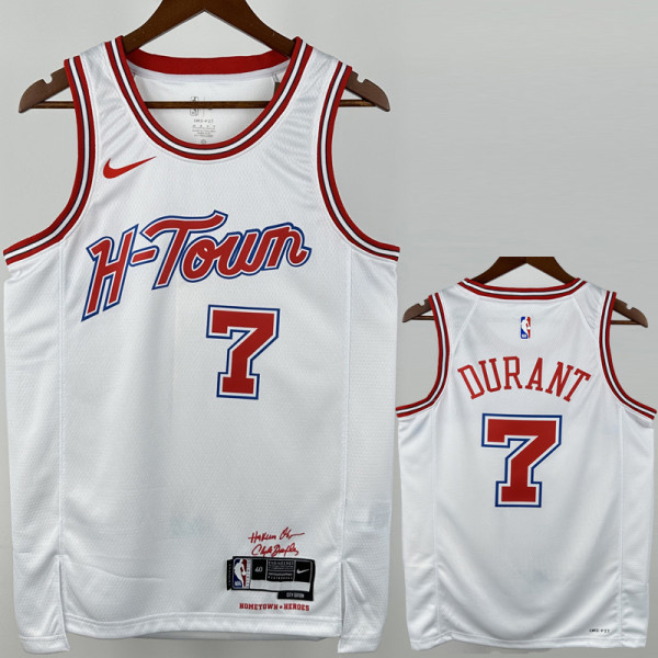 2023-24 ROCKETS DURANT #7 White City Edition Top Quality Hot Pressing NBA Jersey