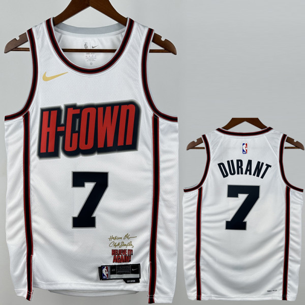 2024-25 ROCKETS DURANT #7 White City Edition Top Quality Hot Pressing NBA Jersey
