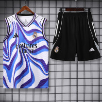 2025-26 RMA White blue Tank top and shorts suit