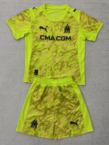 2025-26 Marseille Yellow Goalkeeper Kids Soccer Jersey