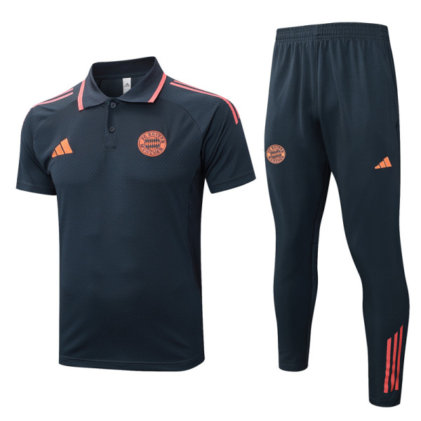 2025-26 Bayern Dark gray Short shirts and Long trousers Suit #C2544