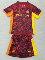 2025-26 Marseille Red Goalkeeper Kids Soccer Jersey