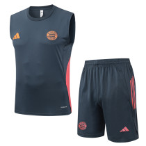 2025-26 Bayern Dark gray Tank top and shorts suit #D25142