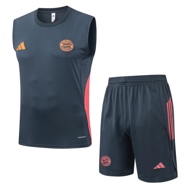 2025-26 Bayern Dark gray Tank top and shorts suit #D25142