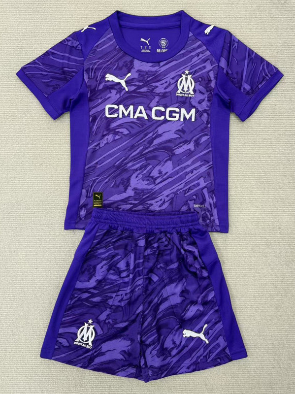 2025-26 Marseille Purple Goalkeeper Kids Soccer Jersey