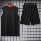 2025-26 Man Utd Black Tank top and shorts suit