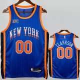 2023-24 KNICKS CLARKSON #00 Blue City Edition Top Quality Hot Pressing NBA Jersey