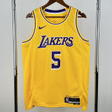 2022-23 Lakers AYTON #5 Yellow Top Quality Hot Pressing NBA Jersey(圆领)