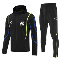2025-26 Marseille Black Hoodie Jacket Tracksuit