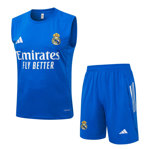 2025-26 RMA Lake blue Tank top and shorts suit #D25144