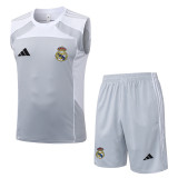 2025-26 RMA Grey white Tank top and shorts suit #D25151