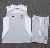 2025-26 RMA Grey white Tank top and shorts suit #D25151
