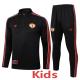 2025-26 Man Utd Black Kids Half Pull Tracksuit #E2509(童装)(半拉链)