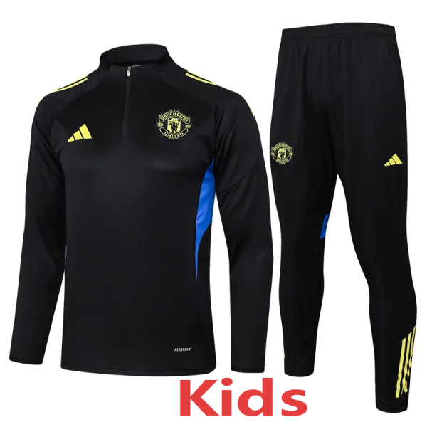2025-26 Man Utd Black Kids Half Pull Tracksuit #E2554(童装)(半拉链)