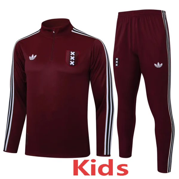 2025-26 Ajax Jujube red Kids Half Pull Tracksuit #E2598(童装)(半拉链)