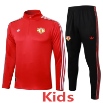 2025-26 Man Utd Red Kids Half Pull Tracksuit #E2596(童装)(半拉链)
