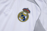 2025-26 RMA White grey Half Pull Tracksuit #B2555(半拉链)