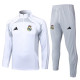 2025-26 RMA White grey Half Pull Tracksuit #B2555(半拉链)