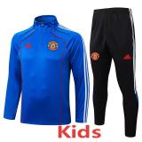 2025-26 Man Utd Fancy blue Kids Half Pull Tracksuit #E25102(童装)(半拉链)