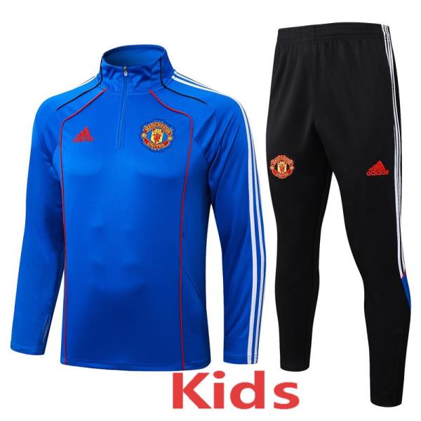 2025-26 Man Utd Fancy blue Kids Half Pull Tracksuit #E25102(童装)(半拉链)