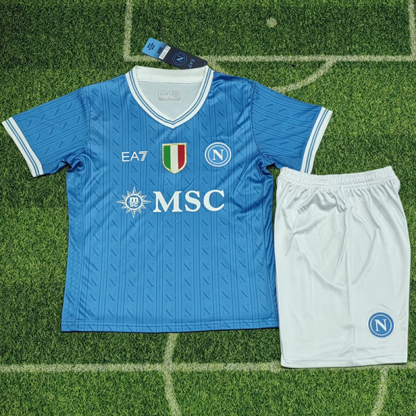 2025-26 Napoli Home Kids Soccer Jersey