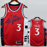 2024-25 Clippers PAUL #3 Red Top Quality Hot Pressing NBA Jersey (Trapeze Edition) 飞人版