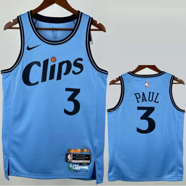 2024-25 Clippers PAUL #3 Blue City Edition Top Quality Hot Pressing NBA Jersey
