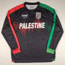2025-26 Palestina FC Black Long Sleeve Training shirts (长袖)(红绿袖边)