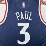 2024-25 Clippers PAUL #3 Royal blue Top Quality Hot Pressing NBA Jersey