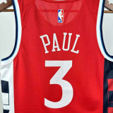 2024-25 Clippers PAUL #3 Red Top Quality Hot Pressing NBA Jersey (Trapeze Edition) 飞人版