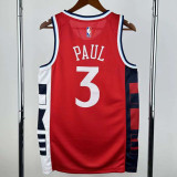 2024-25 Clippers PAUL #3 Red Top Quality Hot Pressing NBA Jersey (Trapeze Edition) 飞人版
