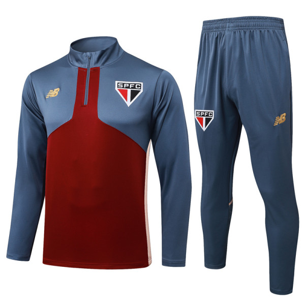 2025-26 Sao Paulo Grey Red Half Pull Tracksuit #B2575(半拉链)