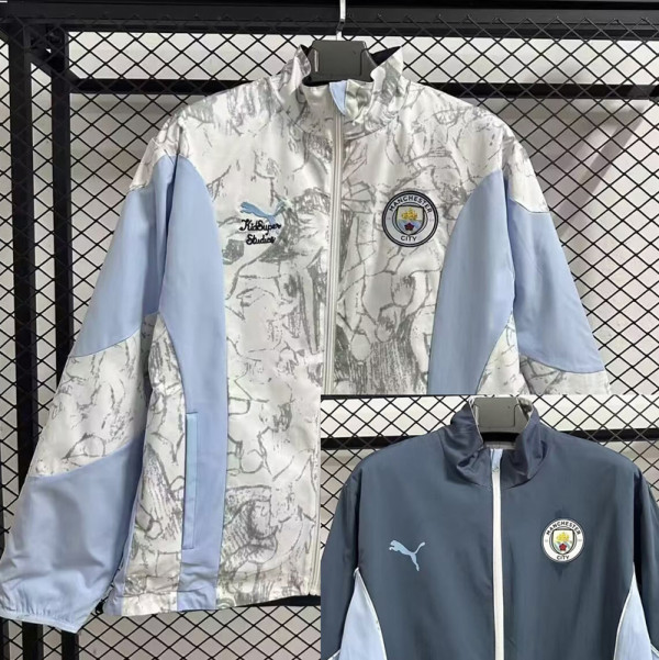 2025-26 Man City White & Blue Double Sided Windbreaker (双面风衣)