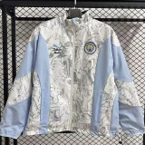 2025-26 Man City White & Blue Double Sided Windbreaker (双面风衣)