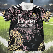 2025-26 RMA Black Special Edition Fans Training Shirts (粉金龙)