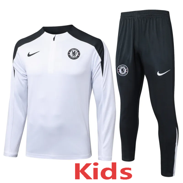 2025-26 CHE White Kids Half Pull Tracksuit #E25134(童装)(半拉链)