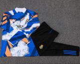 2025-26 RMA White blue Kids Half Pull Tracksuit #E25129(童装)(半拉链)