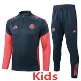 2025-26 Bayern Dark gray Kids Half Pull Tracksuit #E25155(童装)(半拉链)