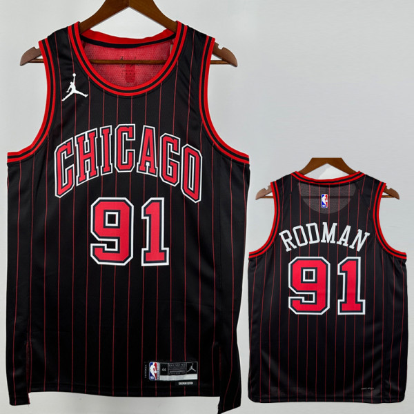 2025-26 BULLS RODMAN #91 Black Top Quality Hot Pressing NBA Jersey (Trapeze Edition) 飞人版