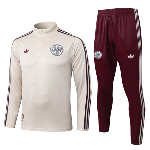 2025-26 Ajax Beige Half Pull Tracksuit #B2595(半拉链)