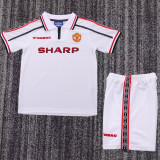 1998-1999 Man Utd White Kids Retro Soccer Jersey